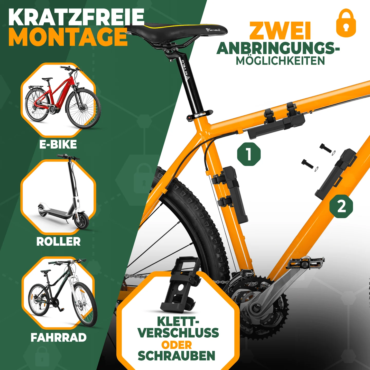 Faltschloss mit Schlüssel 85cm Fahrradschloss - AOS-TRADE Fahrradsicherung