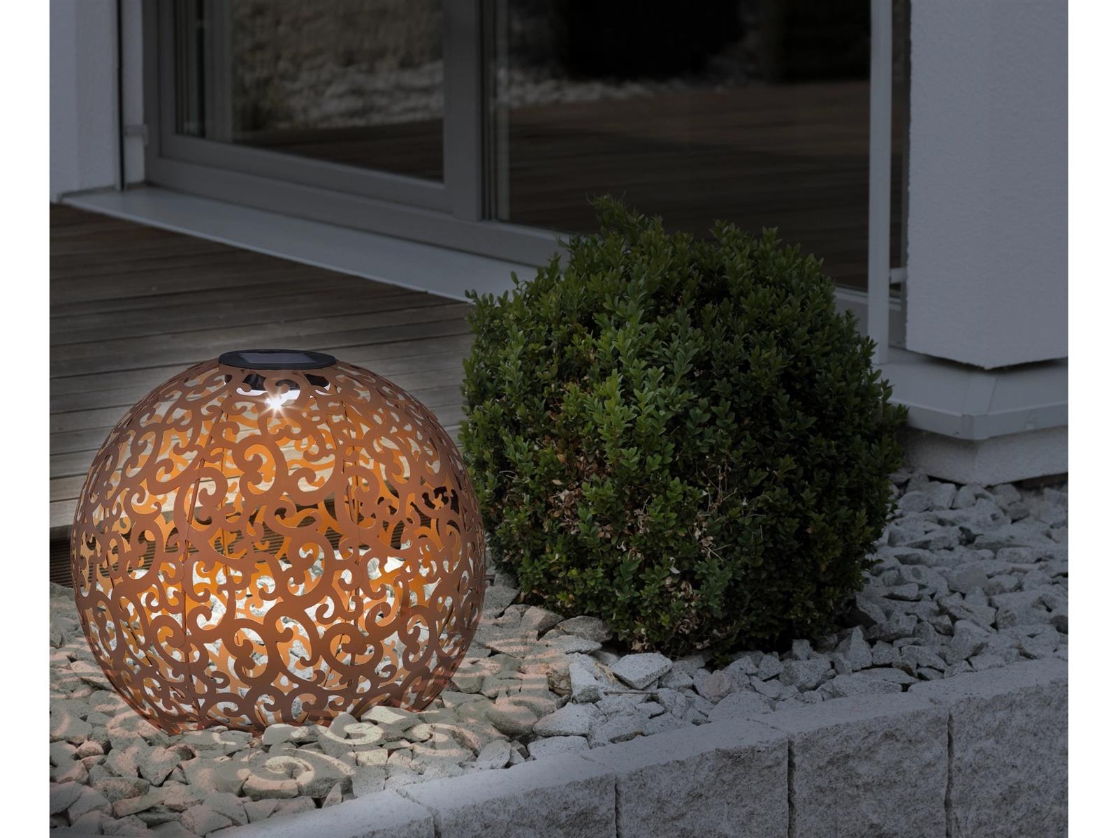 Globo LED Solaraußenleuchte Kugel Dekogeflecht Rost 40 cm x 28,5 cm x 28,5 cm