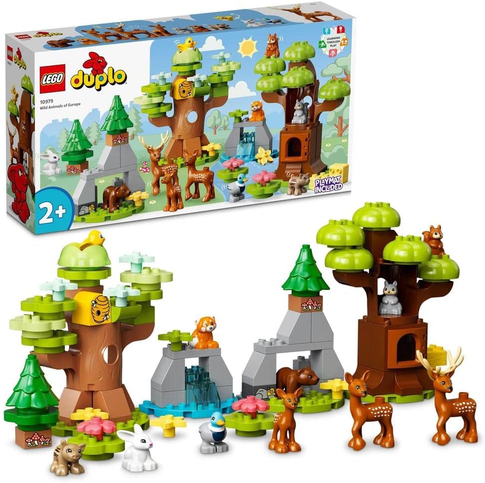LEGO 10979 DUPLO Wilde Tiere Europas Entwicklungsspielzeug Hirsch Bär Fuchs Eichhörnchen Minifiguren