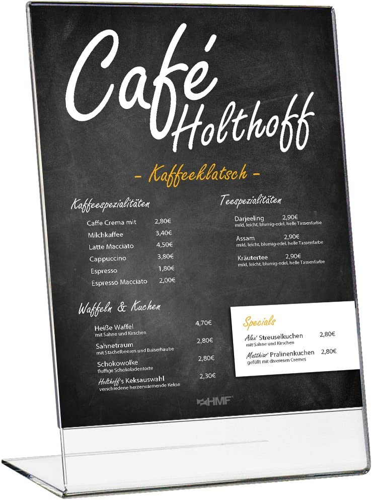 HMF 10x Acryl Tischaufsteller schräg DIN A5 Hochformat