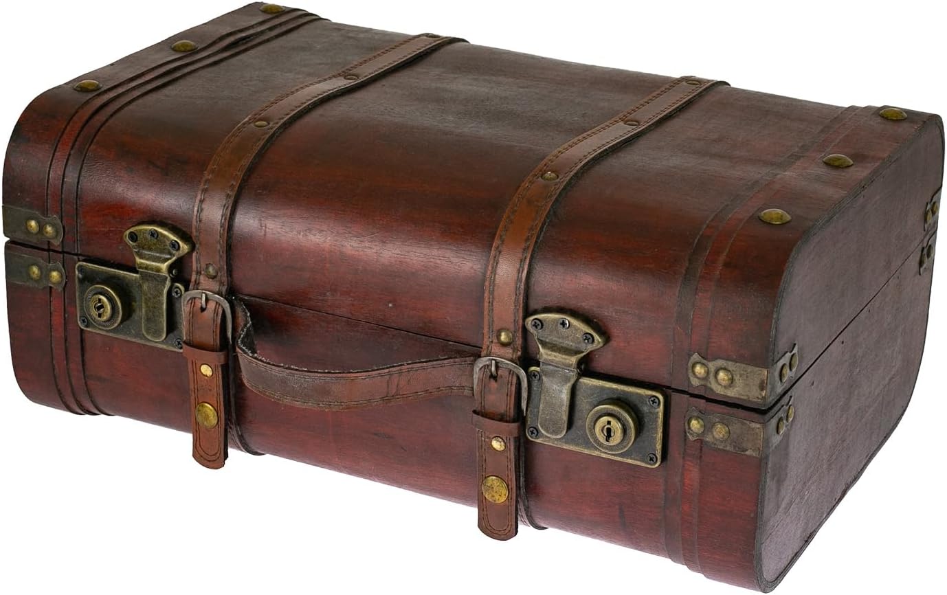 HMF 2er Set Schatztruhe Peru Vintage Koffer Schatzkiste Holztruhe