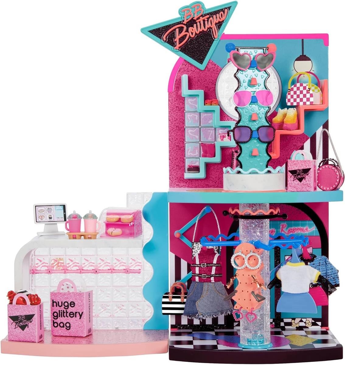 Kaufhaus-Spielset, Mode-Klamotten, Glitzer-Boutique, Sonnenbrillen, Mini-Shop