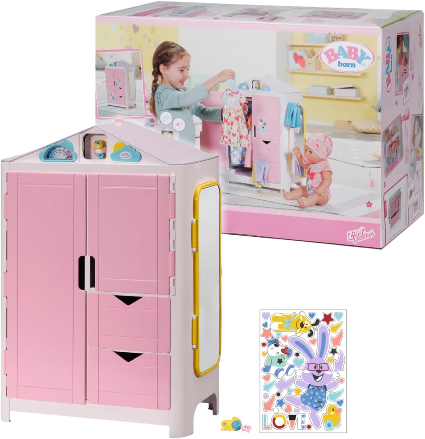 BABY born Kleiderschrank, Puppenkleiderschrank mit Bewegungs-und Soundfunktion, 827987 Zapf Creation