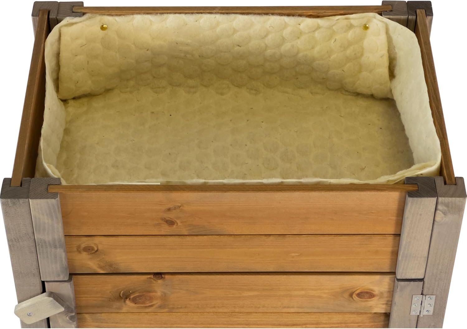 dobar Green Label Rollbares Hochbeet mit Staufach inkl. Schafswolle Gr. M - 60 x 40 x 62 cm - Grau-Braun