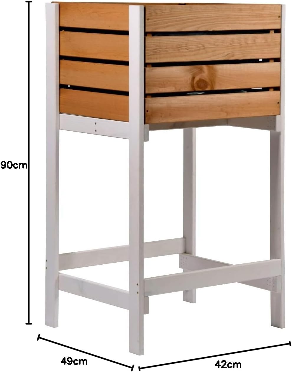 dobar Balkon Hochbeet Massivholz Schmales Kräuterbeet Salatbeet für Balkon Platzsparendes Hochbeet für Garten/Terrasse/Balkon 49 x 42 x 90 cm Braun