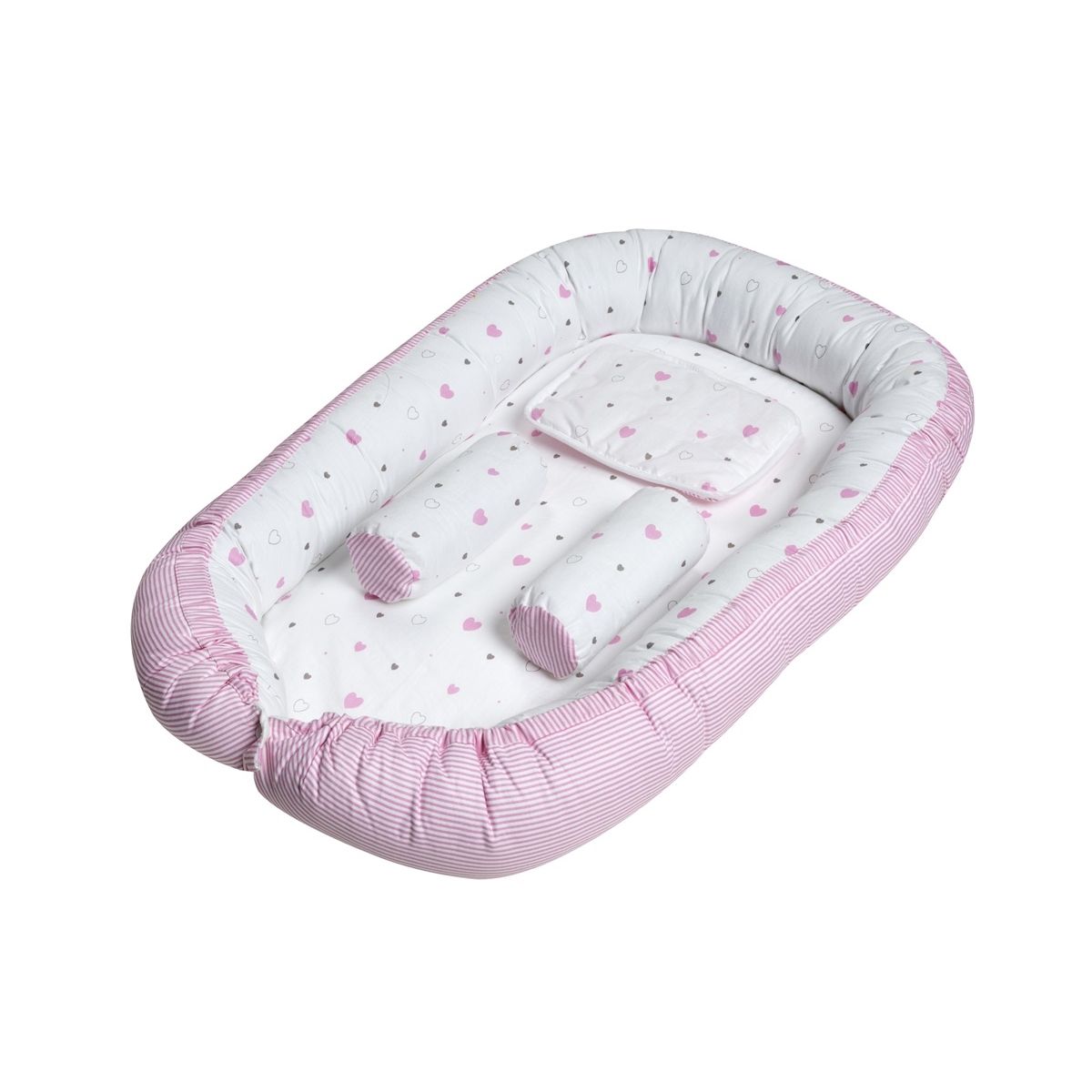 Schardt 13 585 1/790 babynest Herzechen rosa 90x50cm