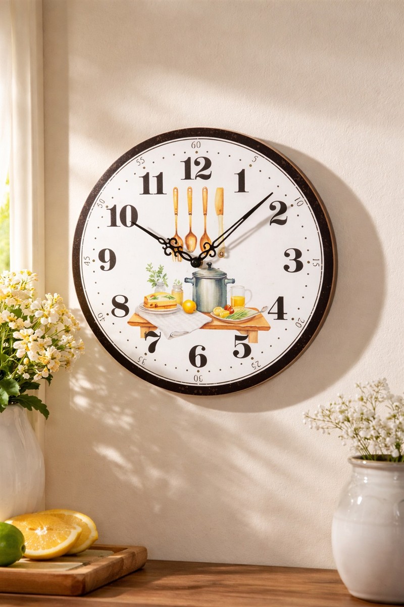 Wanduhr, Küche, Küchenuhr, 12-Stunden-Zifferblatt, Dekorative Uhr
