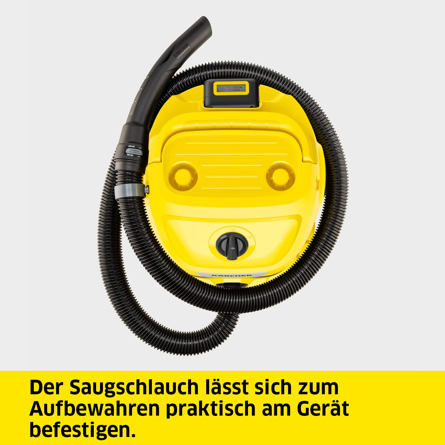 Kärcher Akku-Nass-/Trockensauger WD 2-18, inkl. Filter, Fugen- und Nass-/Trockensaugdüse, 225 Watt, Kunststoffbehälter: 12 l, Saugschlauch: 1,8 m, ohne Akku, ohne Ladegerät, Gelb