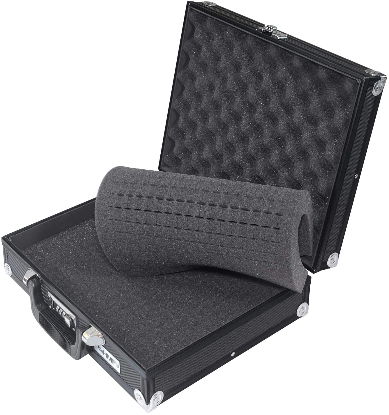 HMF Alu Fotokoffer Waffenkoffer mit Rasterschaumstoff schwarz #2267