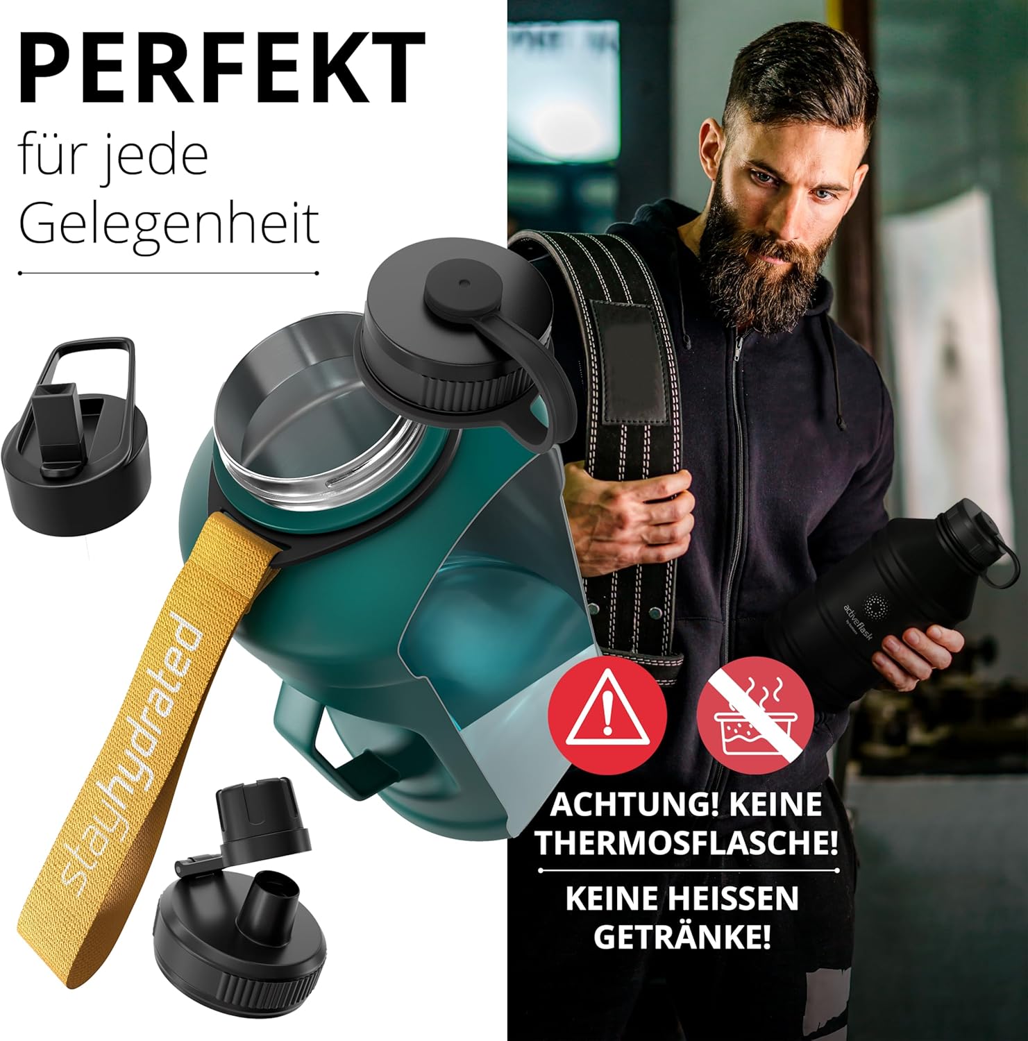 BeMaxx Trinkflasche Edelstahl ACTIVE FLASK BIG 1,3L Dark Teal