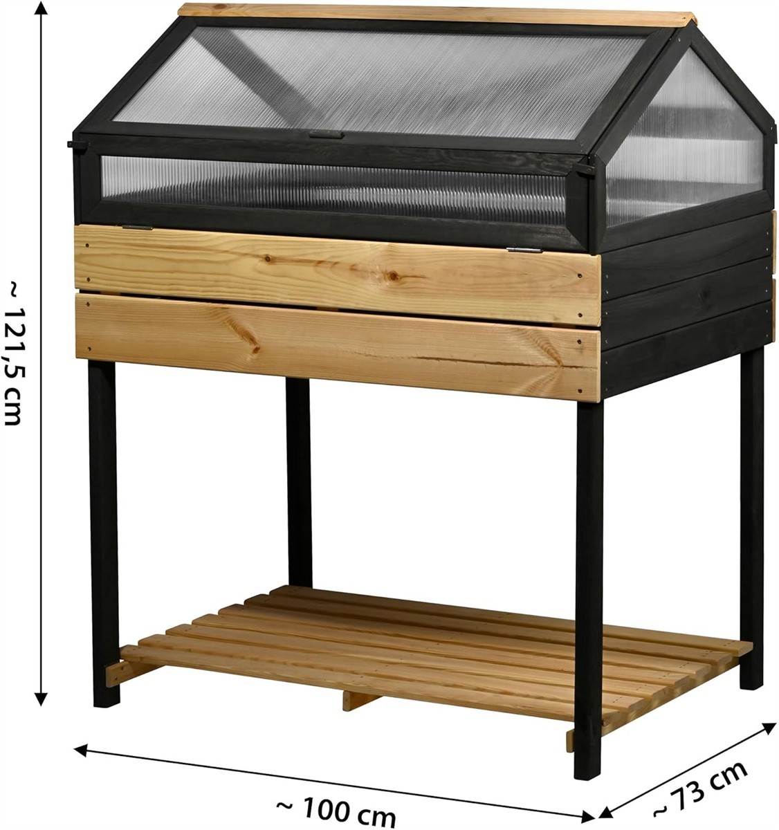 hochbeet, glashaus, holz, metallrahmen, uebliches-setup