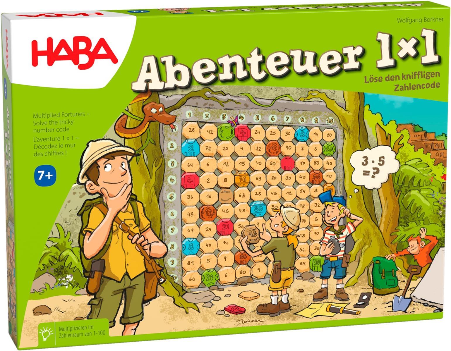 HABA 303717 – Abenteuer 1x1 | Ersatz und Lernspiel zum Spielerischen Trainieren der Einmaleins | Multiplizieren im Zahlenraum 1-100 | Cleveres Spielprinzip mit Selbstkontrolle | Spiel AB 7 Jahren