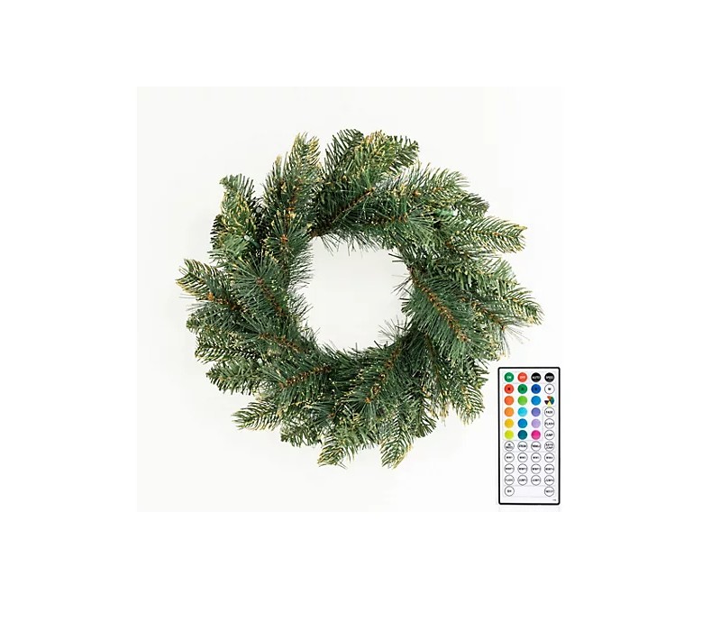 LUMIDA Xmas LED Tannenkranz mit Glitter gold Kranz Türkrank Türdeko Tischkranz