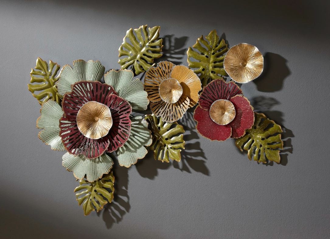 Wanddekoration Blumen Metall bunt günstig kaufen