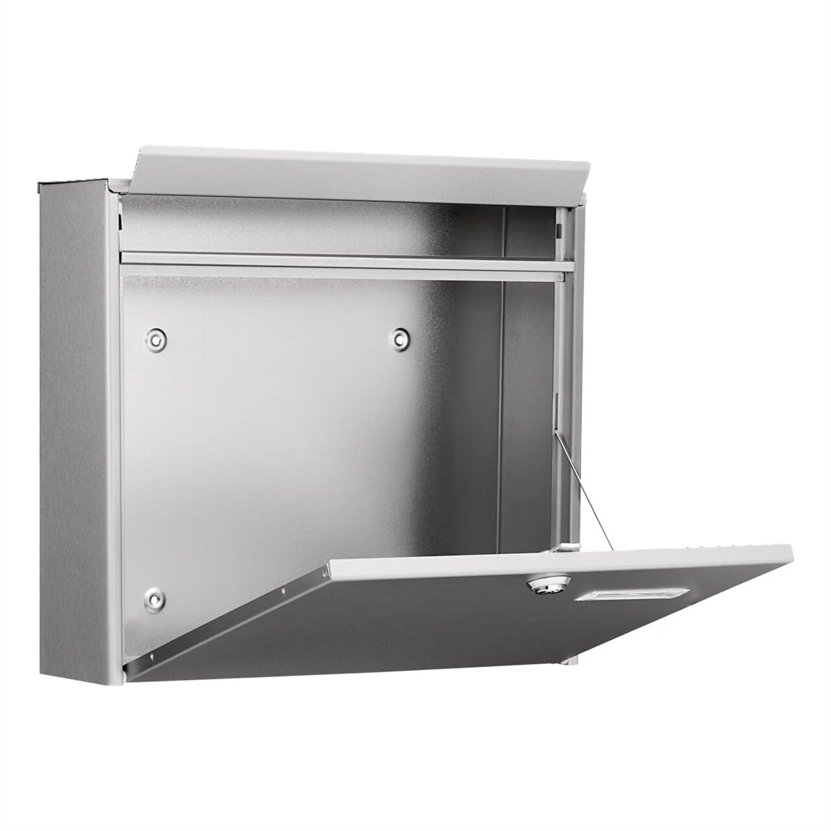 Briefkasten, Postfach, Wandmontiert, Metall, Silber