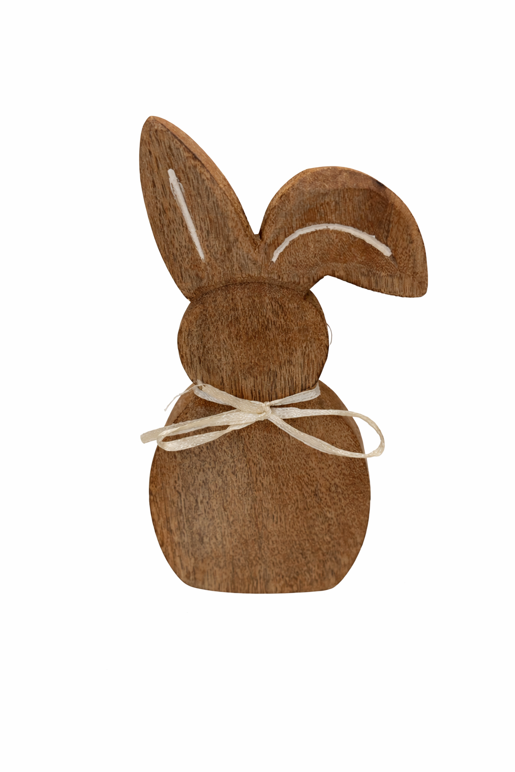Osterhase aus Mangoholz mit Schleife – Osterdeko