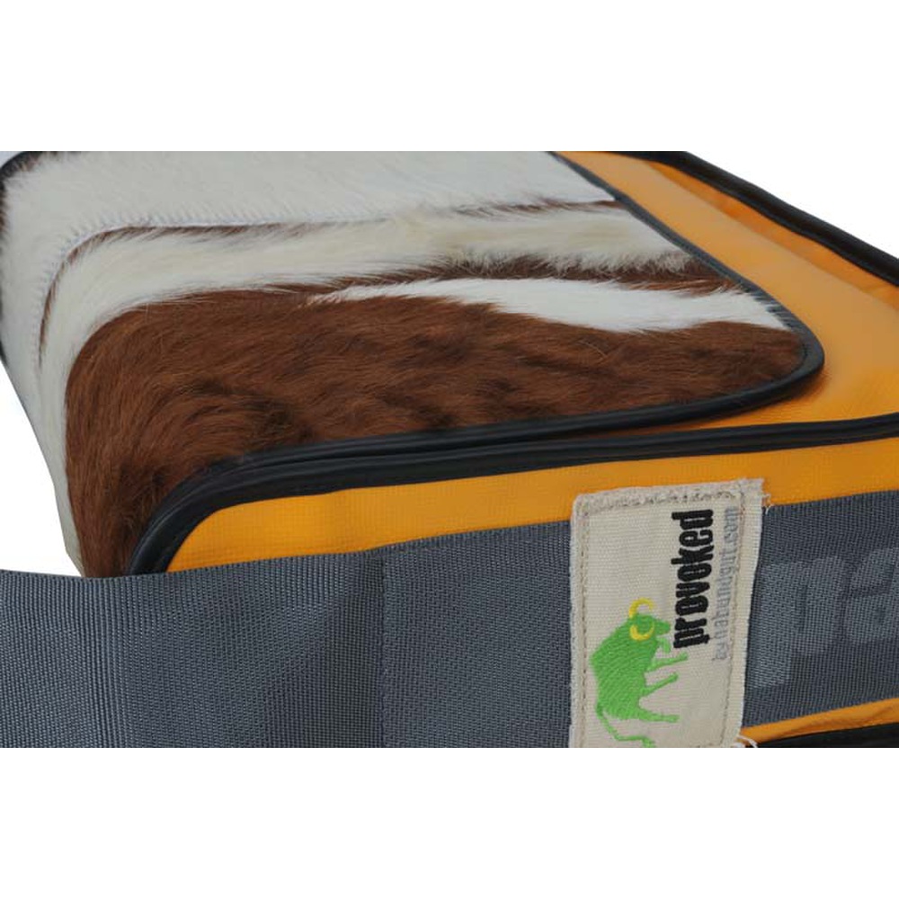 Messenger Bag BIG PROVOKED mit Kuhfell: braun LKW-Plane: orange, 38x30 cm