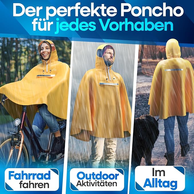 NEXTCOVER Regenponcho Fahrrad für Damen & Herren Regencape wasserdicht gelb Gr. M