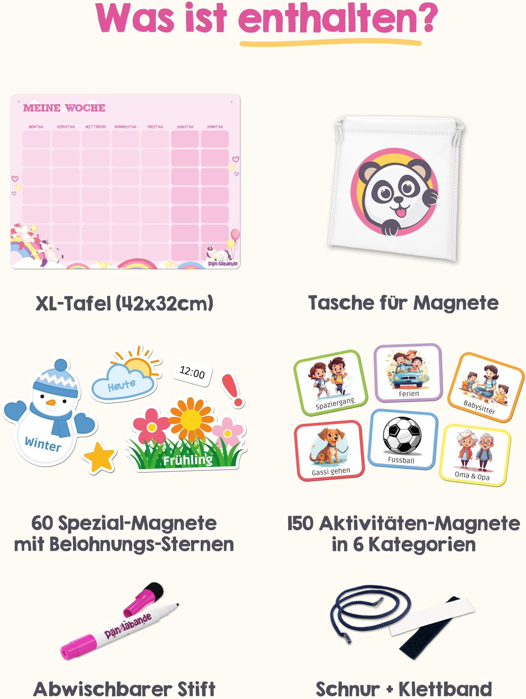 XL-Tafel, Magnet, Tasche, Magneten, Klebezubehör