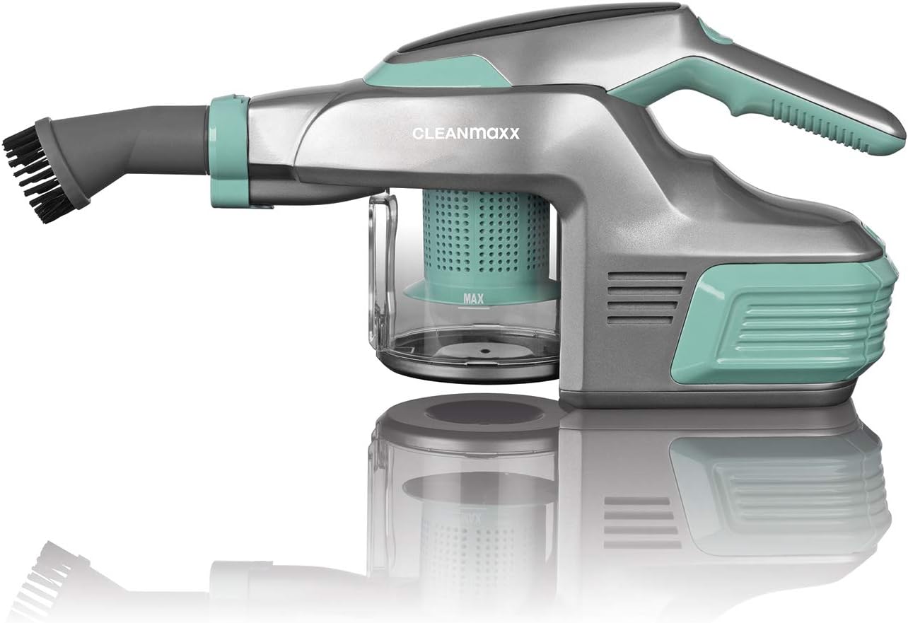 CLEANmaxx Handstaubsauger mit 4000mAh Li-Ion Akku inkl. Wandhalterung | ca. 30 min Betriebslaufzeit bei vollem Akku inkl. Verlängerrungsrohr 150 Watt (Mint)