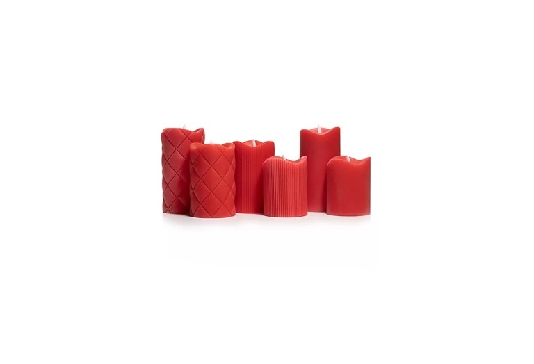 ELAMBIA 6 LED Kerzen Struktur flammenlos Stumpenkerze Tischkerze Dekokerze