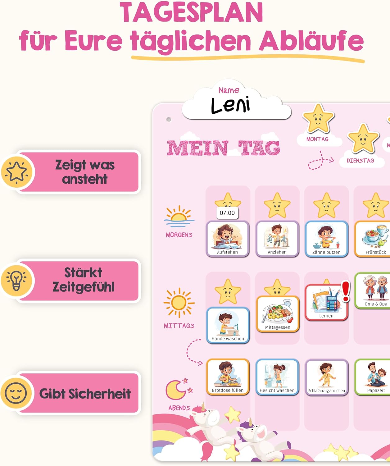 Tagesplan, Morgen, Mittag, Abend, Kinderplan