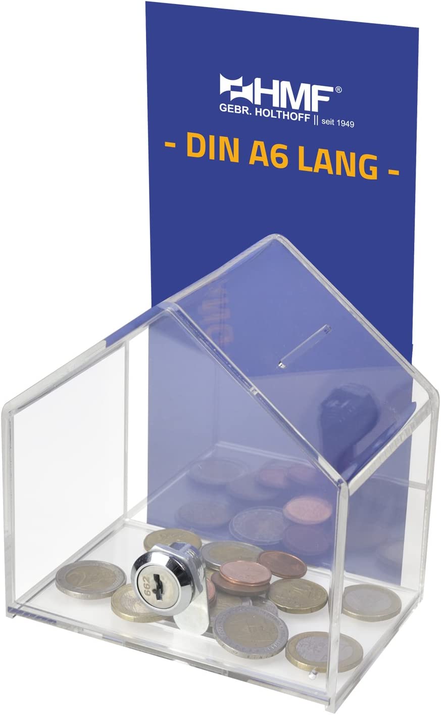 HMF Spardose Haus Acryl transparent mit Blatteinschub
