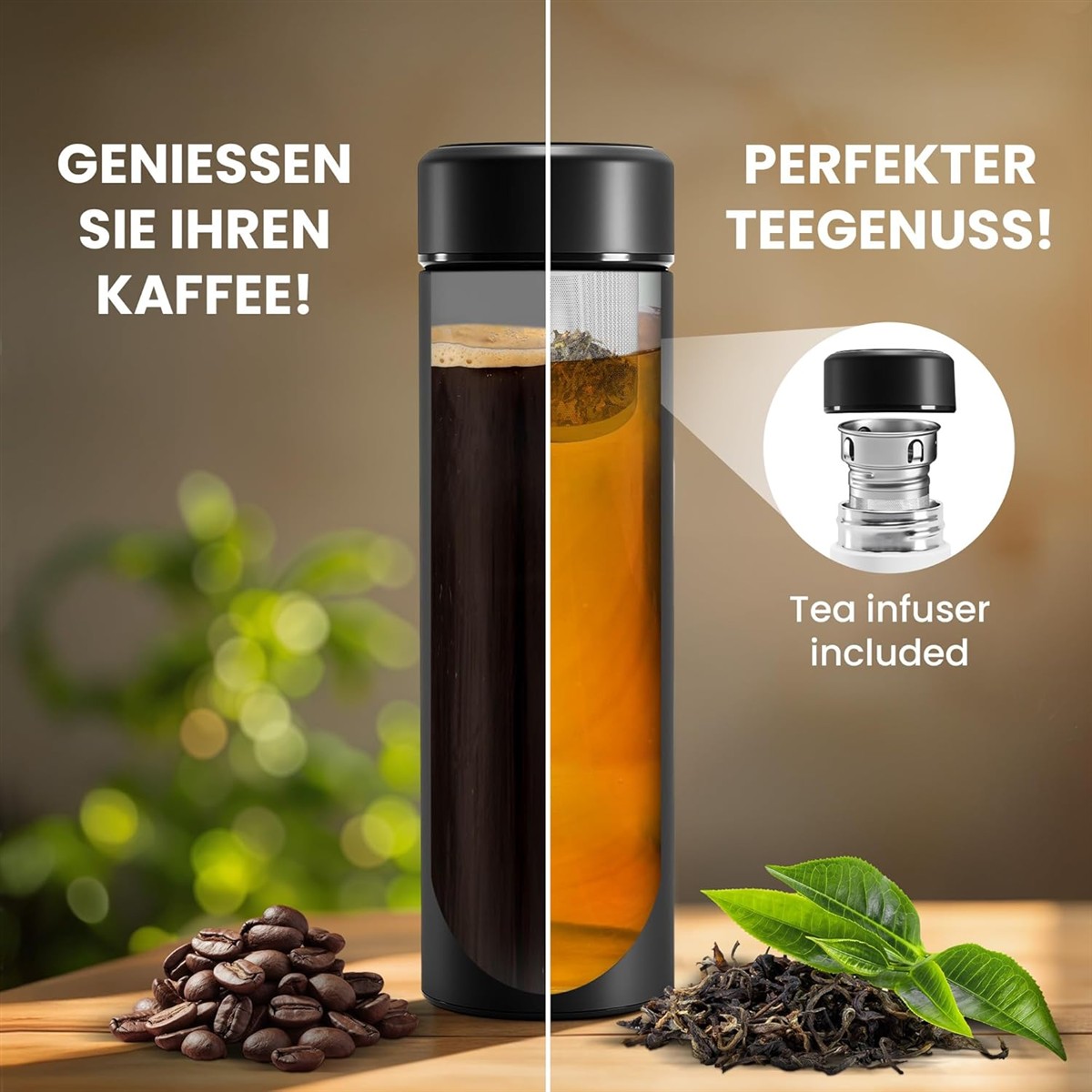 Kaffee, Karaffe, Teesieb, Teebereiter, Inhaltsstoffe
