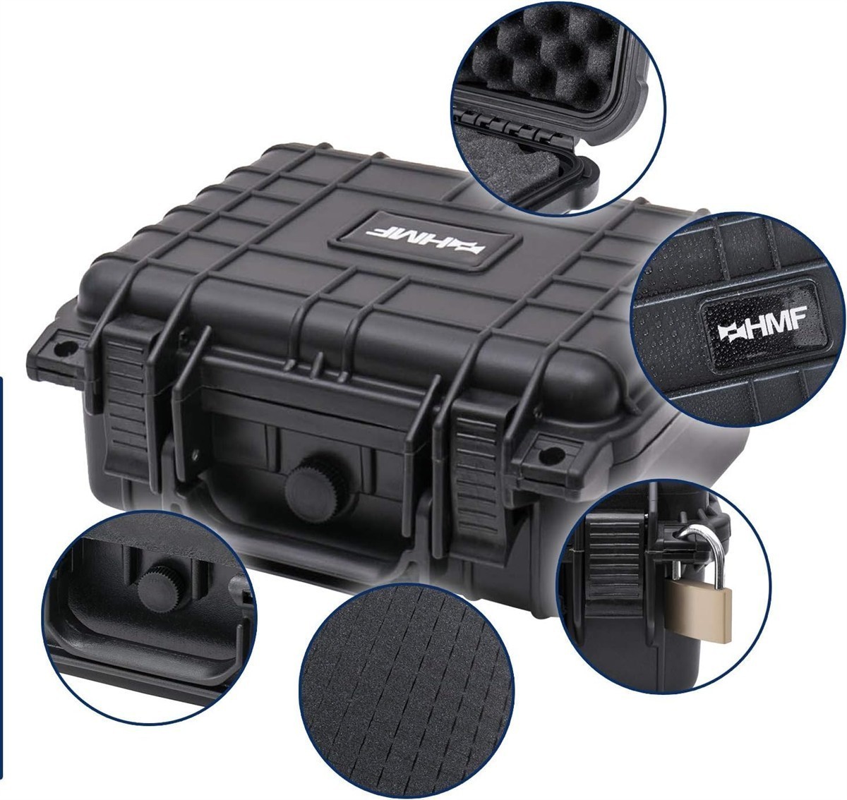 Hard case, Waterproof, Shockproof, Lockable, Foam interior