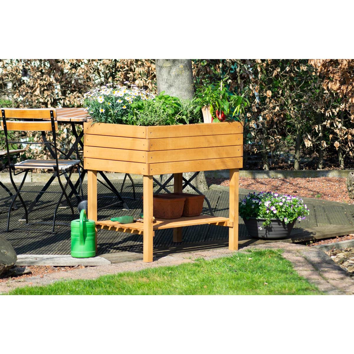 Dobar Hochbeet mit Ablage & inkl. Pflanzfolie D308