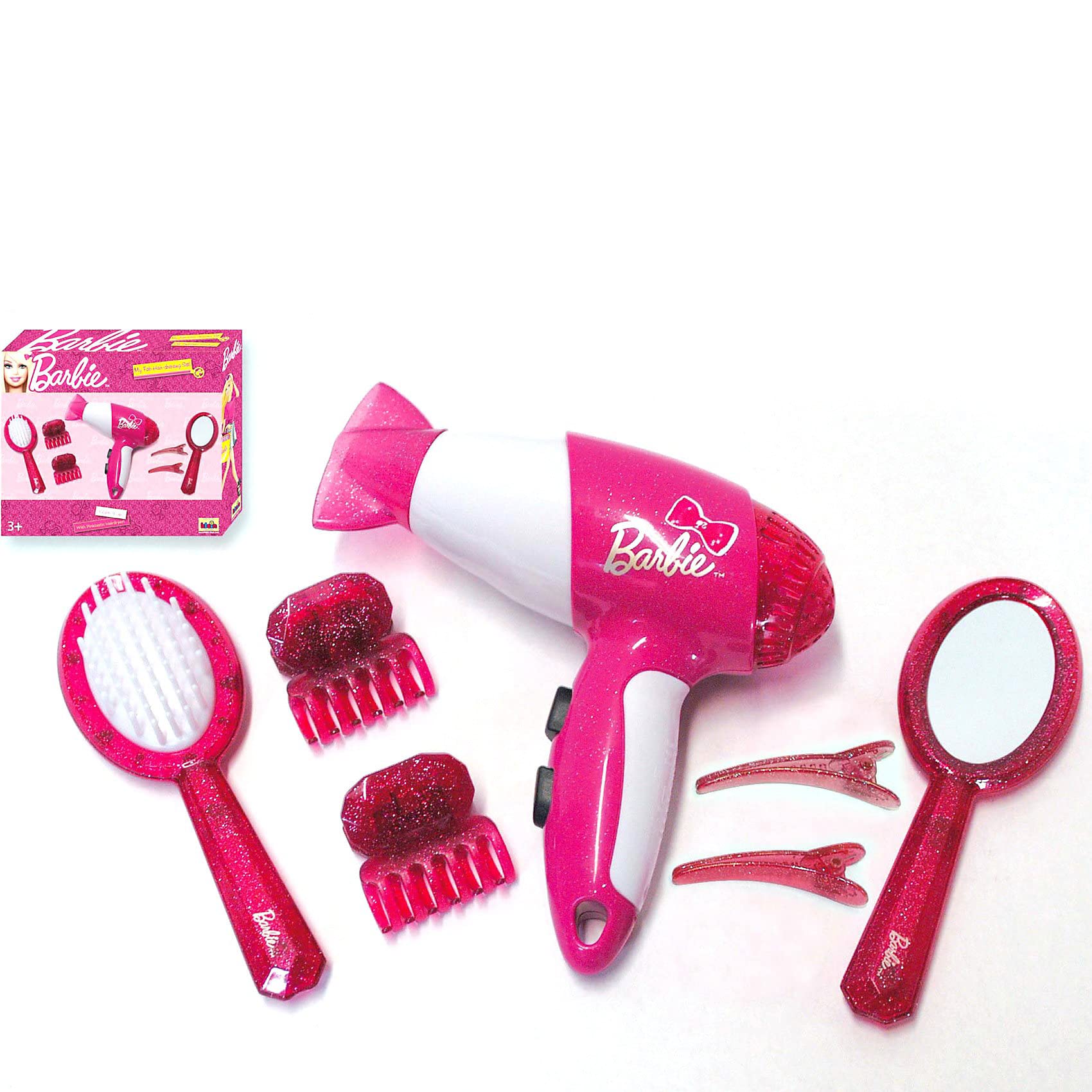 Theo Klein 5790 Barbie Frisier-Set I Zubehör und Accessoires im Barbie-Look I Inkl. Kinder-Föhn mit Kaltluftfunktion I Spielzeug für Kinder ab 3 Jahren