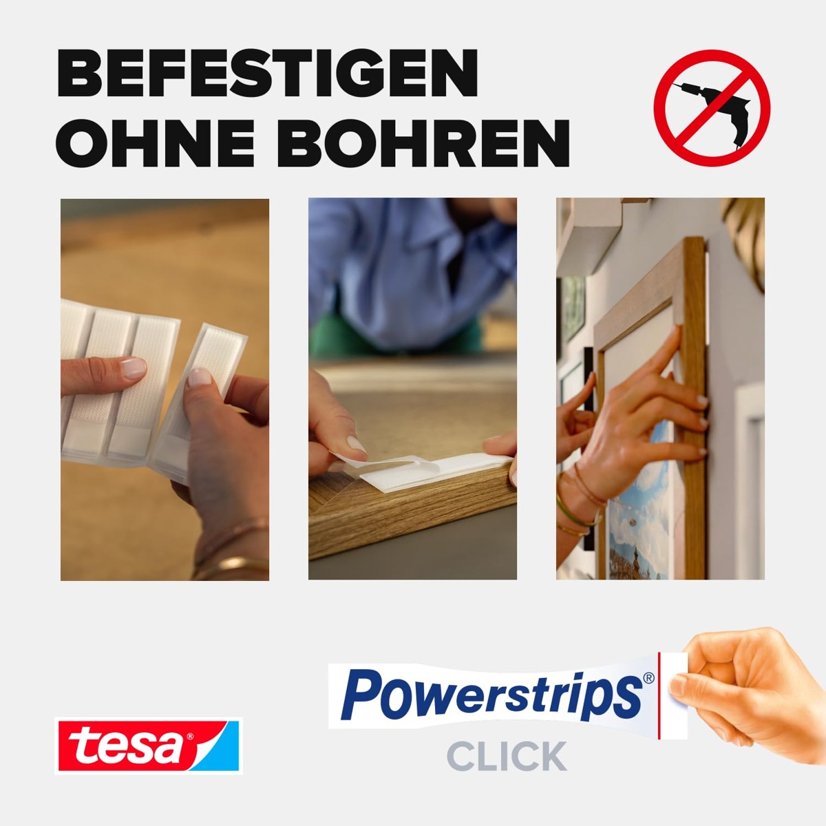Klebestreifen, Montage ohne Bohren, selbstklebend, Powerstrips, weiße Streifen
