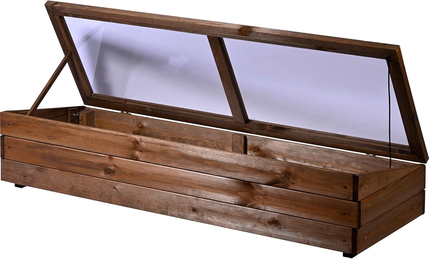 dobar Frühbeet-Aufsatz aus Holz für Hochbeete - Frühbeet-Kasten mit Folie - 117 x 40 x 26 cm - Dunkelbraun