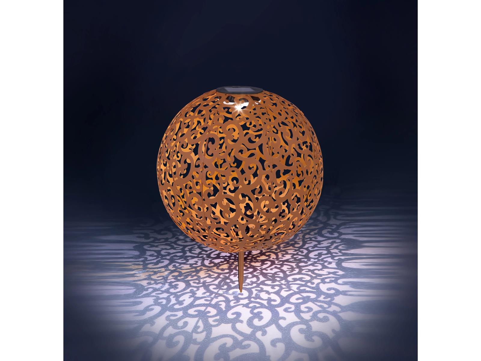 Globo LED Solaraußenleuchte Kugel Dekogeflecht Rost 40 cm x 28,5 cm x 28,5 cm