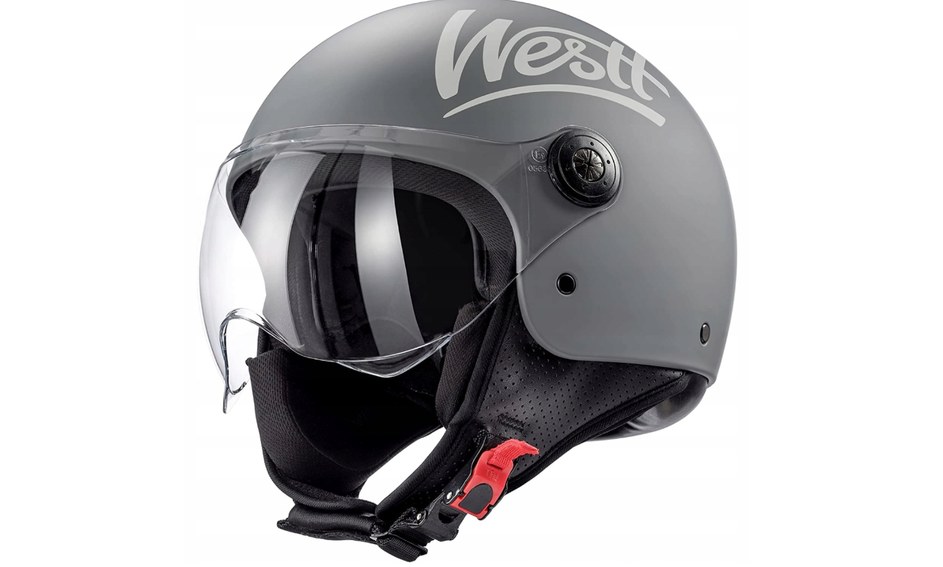 Westt Classic Jethelm mit Visier Motorradhelm M Herren Damen Roller Chopper