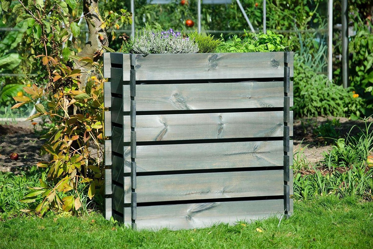 Holzbox, Blumentopf, Gartenbox, Holztreppe, Kübelbox