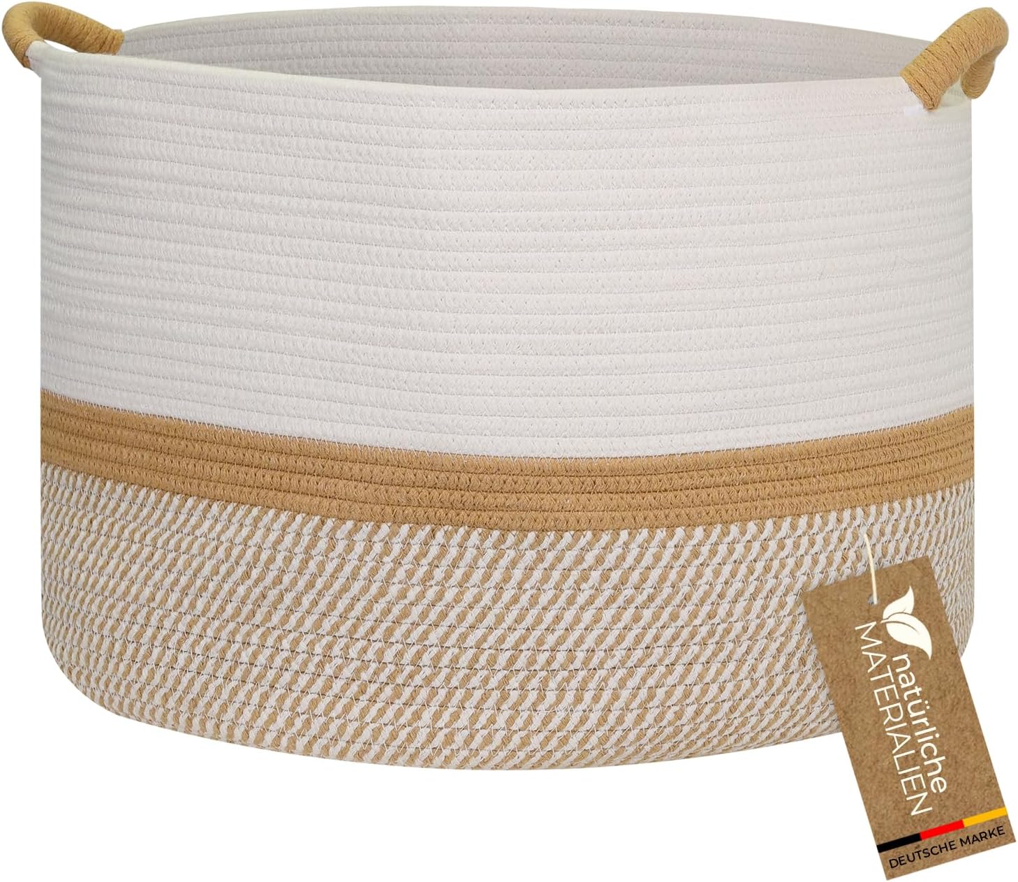 HMF Aufbewahrungskorb groß 50x33 cm weiß-braun