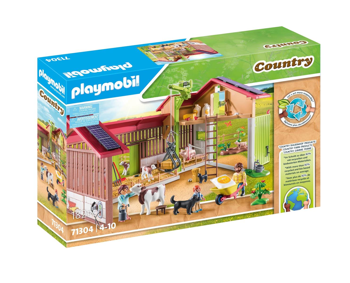 PLAYMOBIL Country 71304 Großer Bauernhof, aus nachhaltigem Material mit vielen Funktionen und Zubehör, Spielzeug für Kinder ab 4 Jahren