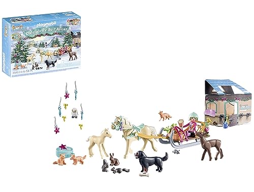 PLAYMOBIL Adventskalender Pferde 71345 Weihnachtliche Schlittenfahrt Horses of Waterfall Spielfiguren Adventszeit Weihnachten