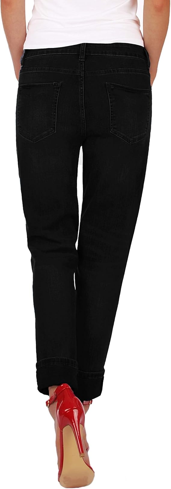 Fraternel Damen Jeans Hose Boyfriend Baggy Stretch Relaxed schwarz Gr. 44/XXL