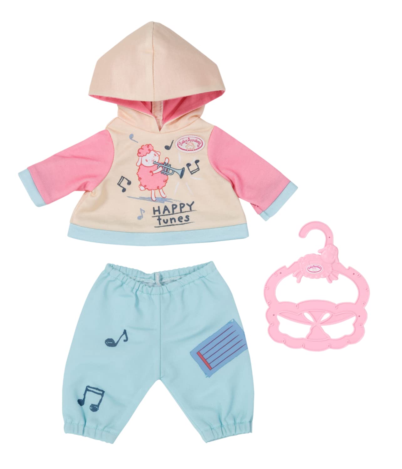 Baby Annabell Little Jogginganzug mit Pullover und Hose in blau, rosa und apricot für 36 cm Puppen, 706565 Zapf Creation