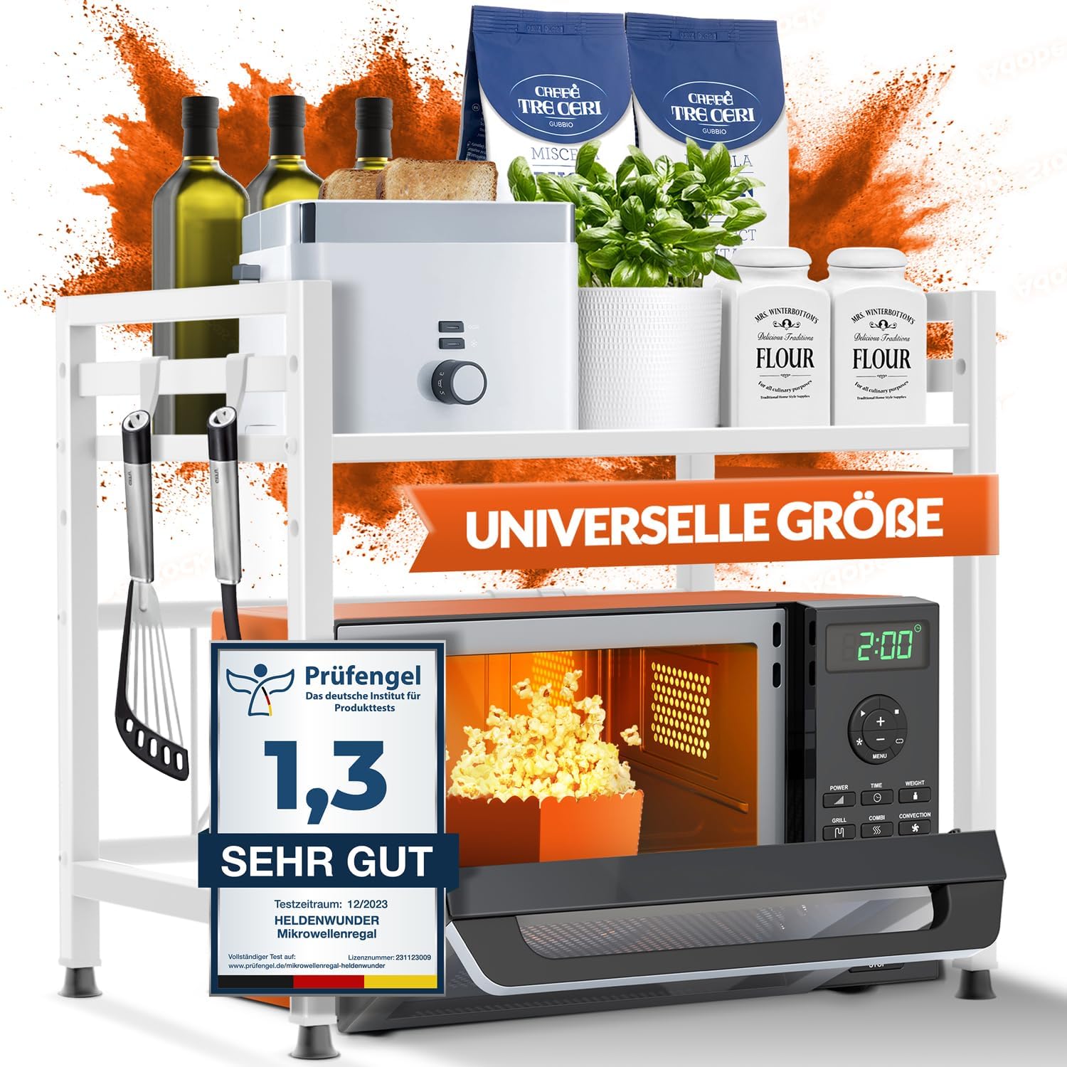 Heldenwunder Mikrowellenregal 2-stufig weiss Küchenregal