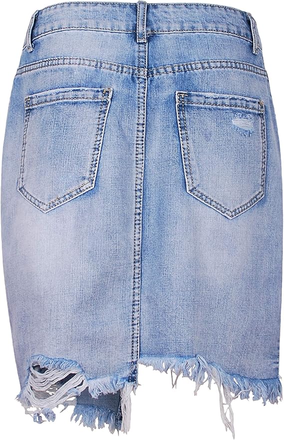 Fraternel Damen Rock Jeansrock Denim Vintage Destroyed Gr. 38/M