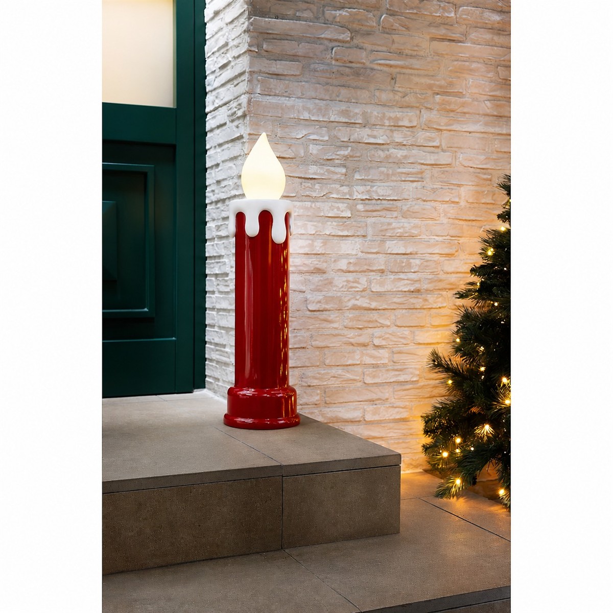 Deko-Kerze, Rot, Weihnachtsdeko, LED-Kerzenleuchte, Tischdekoration