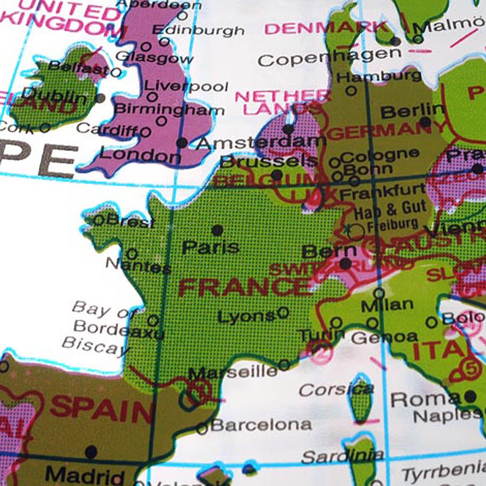 Karte, Europa, Frankreich, Italien, Kartenvisual
