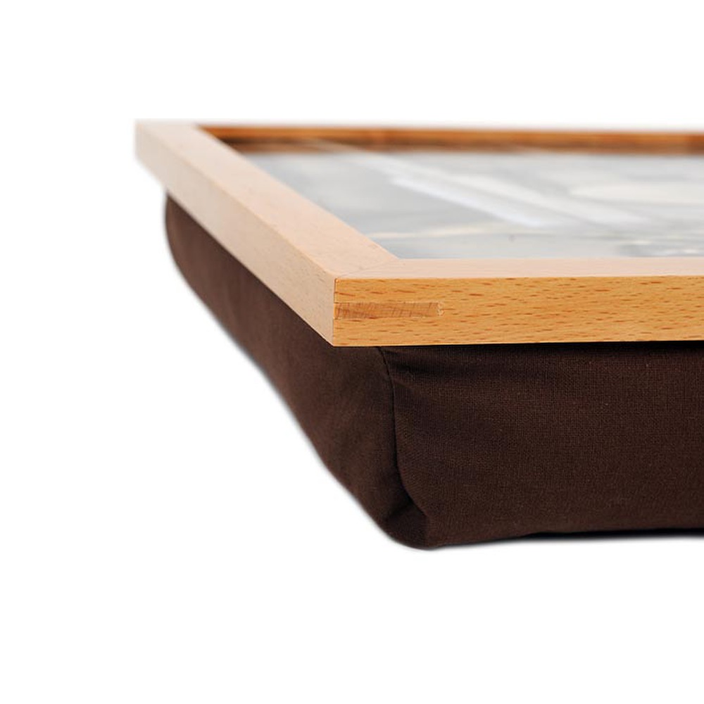 Tablettkissen mit Holzrahmen Cappuccino