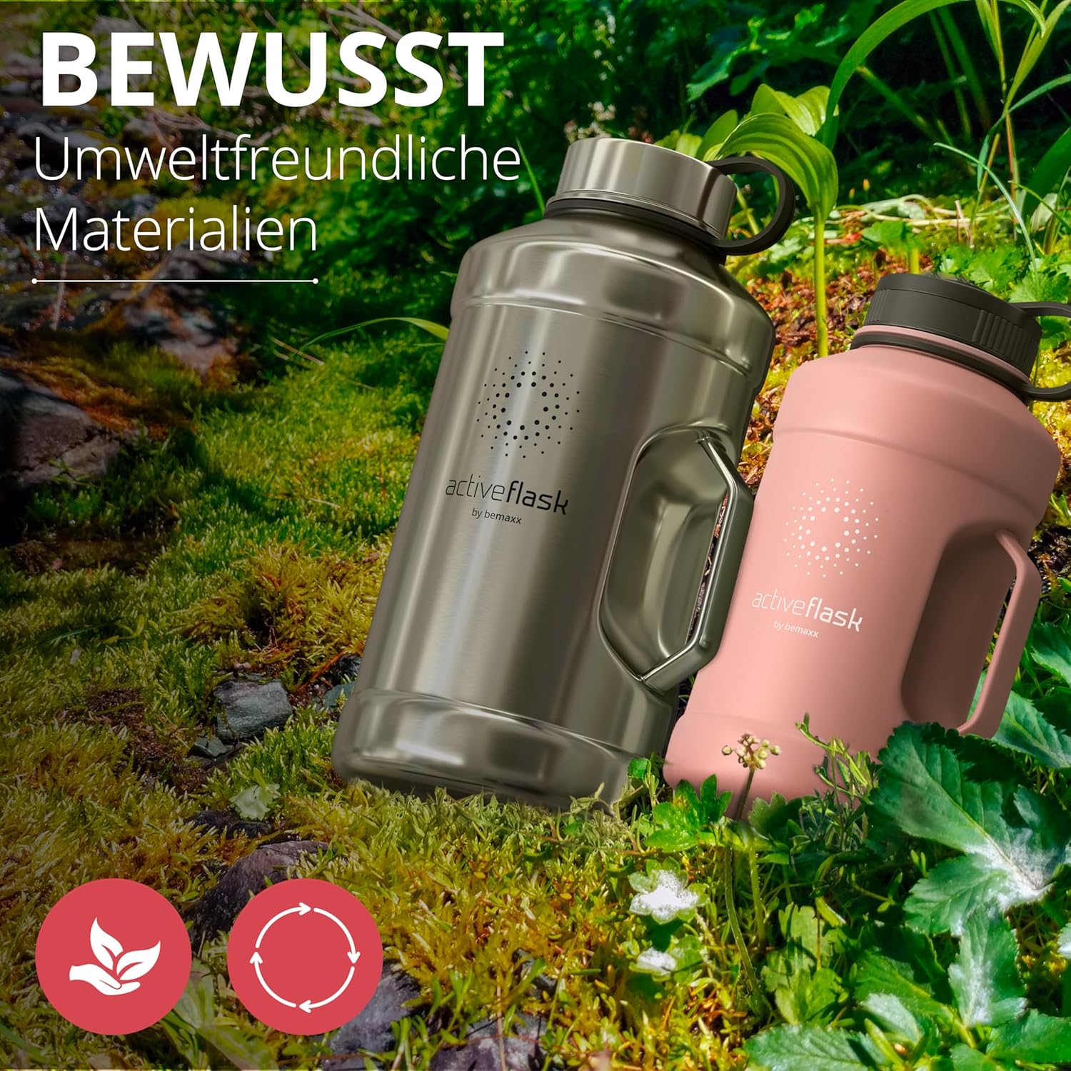 BeMaxx Trinkflasche Edelstahl ACTIVE FLASK BIG 2,2L rosa