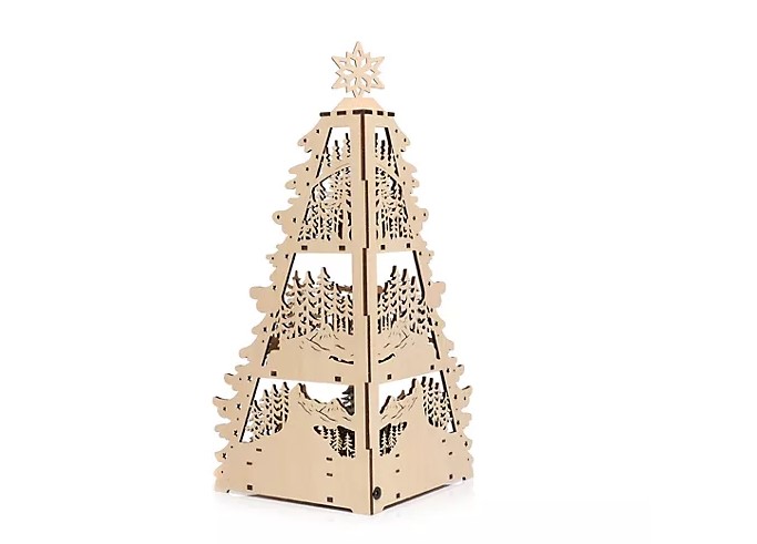 LUMIDA Xmas LED Holzdekoration Pyramide Holzpyramide Weihnachtsdeko Fensterdeko