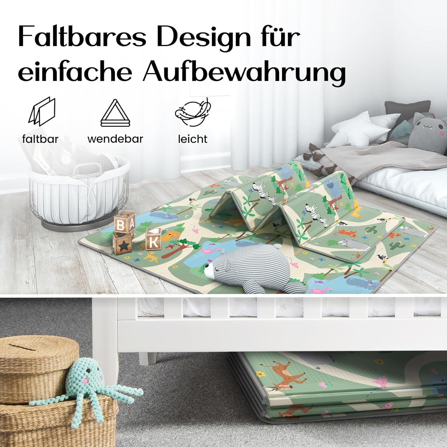 MAPALOU Krabbelmatte Spielmatte für Baby & Kinder Spielteppich Babymatte Bodenmatte