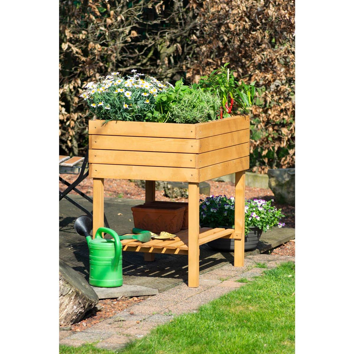 Dobar Hochbeet mit Ablage & inkl. Pflanzfolie D308